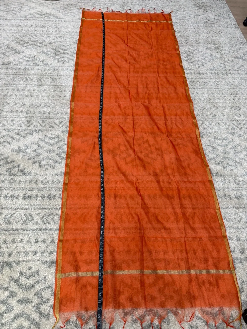 Orange Gold Sheer Indian Dupatta Scarf 96”